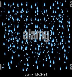 Water droplets pattern of rain drop on gradient blue surface. Vector illustration. Stock Vector