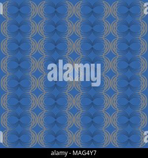 Seamless circles pattern in gradient lines on dark blue background. Vector illustration, EPS10. Stock Vector
