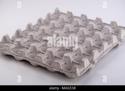 Cardboard packaging for eggs close up, background Stock Photo