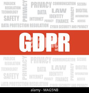 GDPR, Data Protection Regulation, cyber security business background Stock Vector