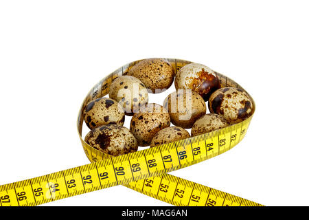 healthy quail eggs on white background Stock Photo