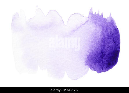 Abstract violet watercolor splash isolated on white background Stock Photo