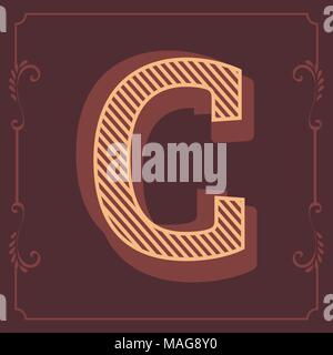 English alphabet ABC and numbers in attractive vintage design letters individually by every letter separate in a frame Stock Vector