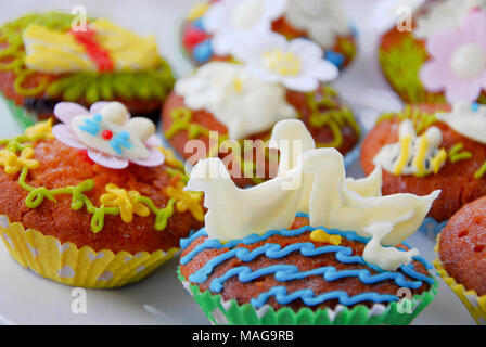 Portland, UK. 1st April 2018 - Student, Sophie (22), has fun baking tasty Easter treats on cold, rainy Sunday on the Isle of Portland in Dorset Stock Photo