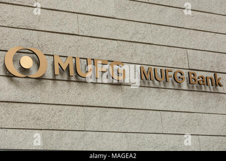 A New Signboard Of MUFG On Display Outside Its Building On April 2 ...