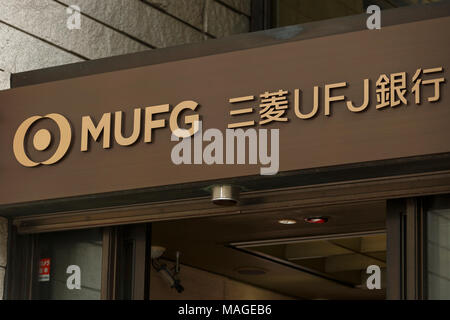 A New Signboard Of MUFG On Display Outside Its Building On April 2 ...