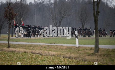 Lausitz, Germany. 1st Apr, 2018. Easter riders coming from Wittichenau. Sorbian Easter Procession (Osterreiten) Credit: Krino/Alamy Live News Stock Photo