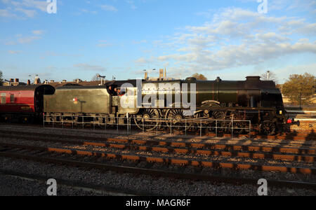 Former LMS Royal Scot class 4-6-0 steam locomotive 46115 'Scots Guardsman' at Lincoln, 9th November 2014. Stock Photo