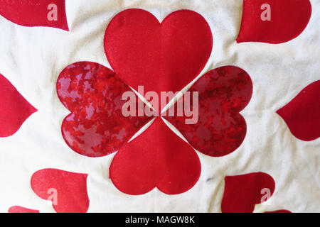 A quilt made out of four hearts. Stock Photo
