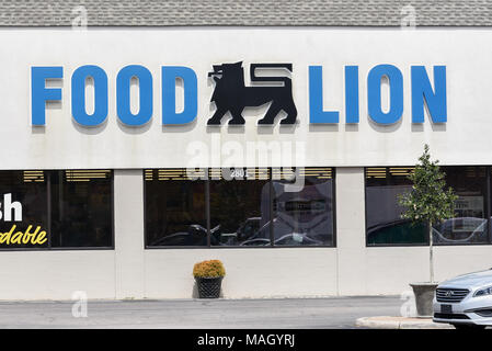 WILSON, NC - March 28, 2018: The entrance and sign to a Food Lion grocery store location in Wilson, NC. Stock Photo