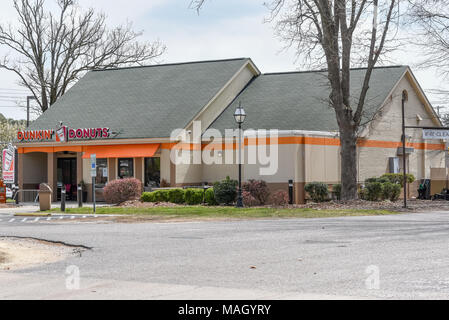 WILSON, NC - March 28, 2018: The entrance and sign to a Dunkin Donuts restaurant in Wilson, NC. Stock Photo