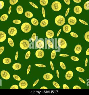 Gold Bitcoin Seamless Pattern Stock Vector