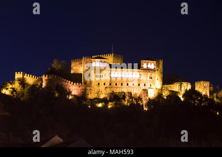 Night view of the Castle of Leiria (Castelo de Leiria), a medieval castle overlooking the city Leiria, in the Centro Region of Portugal Stock Photo