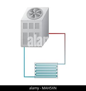 Outdoor and indoor unit chiller. HVAC vector. Stock Vector