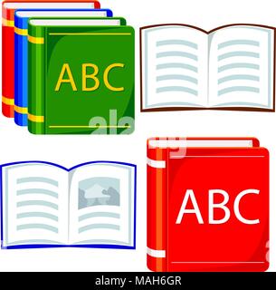 Colorful cartoon icon poster book set. Education theme vector illustration for gift card certificate banner sticker, badge sign, stamp, logo, label. Stock Vector