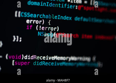 Programming code abstract technology background of software developer. Stock Photo