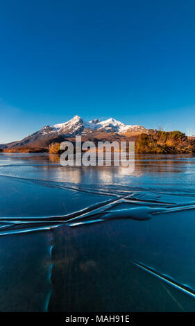 Frozen Reflections of the Cuillin Ridge, Isle of Skye Stock Photo