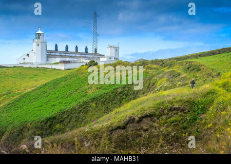 Lizard Lighthouse, a grade II listed building, standing on the most southerly part of England on the Lizard Point penisular Stock Photo