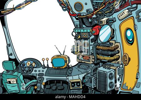 Navigational cabin of the spaceship Stock Vector