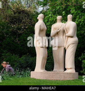 Three Standing Figures by Henry Moore (1898 - 1986)  The celebrated English sculptor is best known for his abstract monumental sculptures which have b Stock Photo