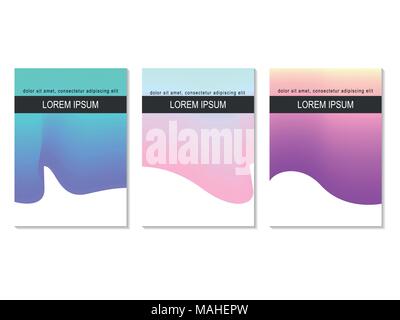 Bright gradient background Three trendy design templates with two tones colorful gradient on white background Vector mockup for posters, banners, flye Stock Vector