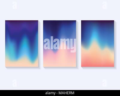 Bright gradient background Three trendy templates with ink gradient background Vector illustration for posters, banners, flyers Stock Vector