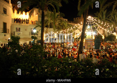 Night party in honour of the Patron of Vejer, the Virgin de la Olivia Stock Photo