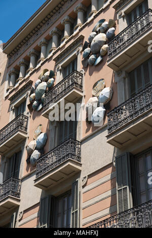 House of Umbrellas (Casa Bruno Cadres) in La Rambla of Barcelona, Spain Stock Photo