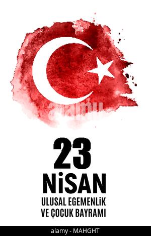 23 April Children's day (Turkish Speak: 23 Nisan Cumhuriyet Bayrami). Vector Illustration Stock Vector