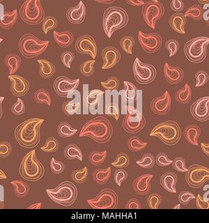 Stylized Seamless vector pattern based on traditional oriental paisley elements, Indian cucumber. The background is colorful, suitable for fabrik, wallpapers, wrapping paper and other printing purpose Stock Vector