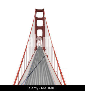 Golden Gate Bridge on white. 3D illustration Stock Photo