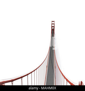 Golden Gate Bridge on white. 3D illustration Stock Photo