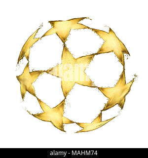 Football ball made of beer splashes in the shape of a UEFA logo isolated on white background Stock Photo