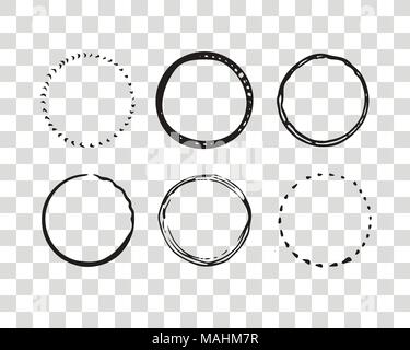 Hand drawn elements for logotype with  circles, isolated on background and easy to use. Vector illustration. Round logo. Stock Vector