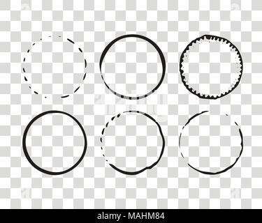 Hand drawn elements for logotype with  circles, isolated on background and easy to use. Vector illustration. Round logo. Stock Vector