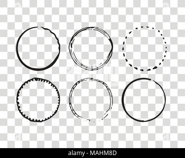 Hand drawn elements for logotype with  circles, isolated on background and easy to use. Vector illustration. Round logo. Stock Vector