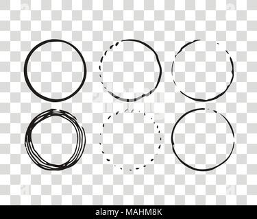 Hand drawn elements for logotype with  circles, isolated on background and easy to use. Vector illustration. Round logo. Stock Vector
