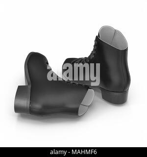 Black women's boot isolated on white. 3D illustration, clipping path Stock Photo