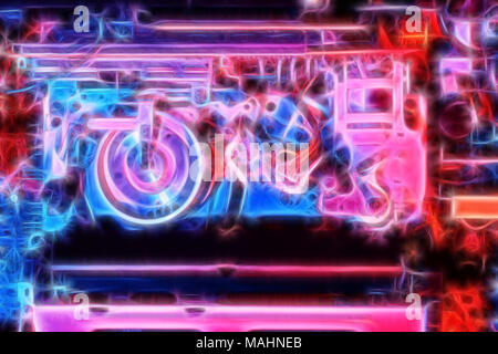 Abstract neon blue red light background in futuristic style. Color backdrop with neon lines Stock Photo