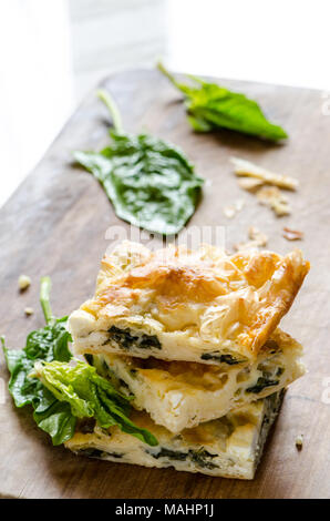 Spinach pie with cheese and eggs Stock Photo