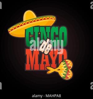 Cinco de Mayo lettering greeting text vector illustration. Stock Vector