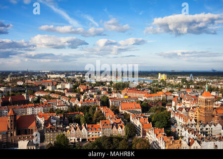 City of Gdansk in Poland, aerial view of the Old Town Stock Photo