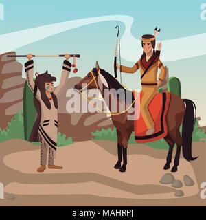 American indian warriors tribe Stock Vector
