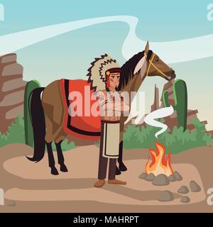 American indian warriors tribe Stock Vector