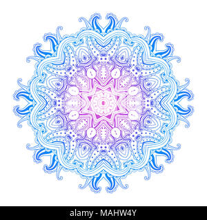 Hand drawn mandala isolated on white background. Round oriental ornament. Stock Photo