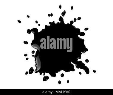 Black ink blot on white background close-up Stock Photo