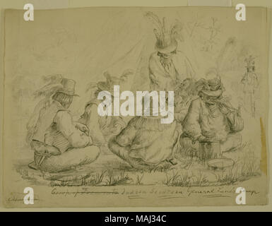 Pencil Drawing, Indian Scouts in Gen. Lane's Camp by Alexander Simplot ...