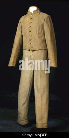 Rare Confederate uniform worn during the Civil War by Pvt. John T. Appler, 4th Missouri Infantry. Title: Confederate Uniform of Pvt. John T. Appler, 4th Missouri Infantry  . between 1862 and 1863. Stock Photo