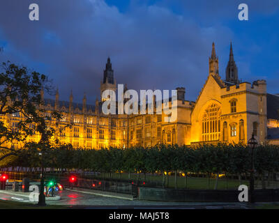 View of the Palace of Westminster aka Houses of Parliament building in London illuminated at dusk. Stock Photo