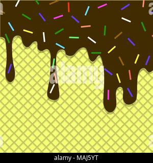 Sweet Donut Brown Texture. Glaze and Sprinkles Pattern Stock Vector
